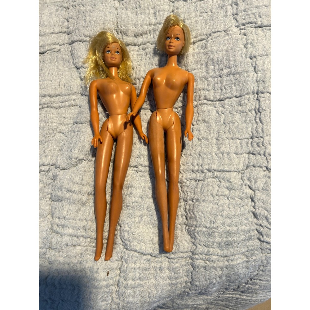 Vintage 1966 Mattel Barbie Dolls Lot of 2 Twist n Turn Bendable Legs Blonde Mod